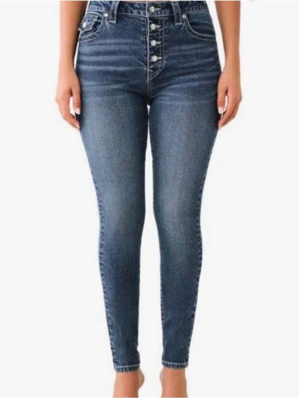 True Religion Jennie Curvy Crystal High Waist Super Skinny Sz 32 Color Contera - Picture 8 of 8
